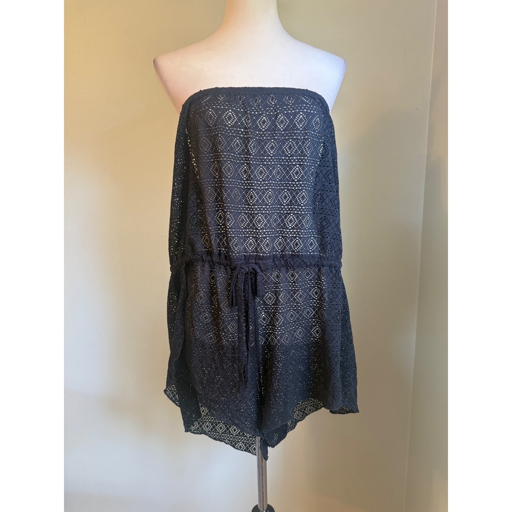 Torrid Black Crochet Lace Strapless Romper Cover Up Drawstring 2XL resort boho y
